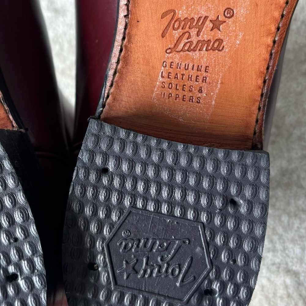Tony Lama Maroon Burgundy Leather Cowboy Western Boot Round Toe Vintage - Picture 7 of 9